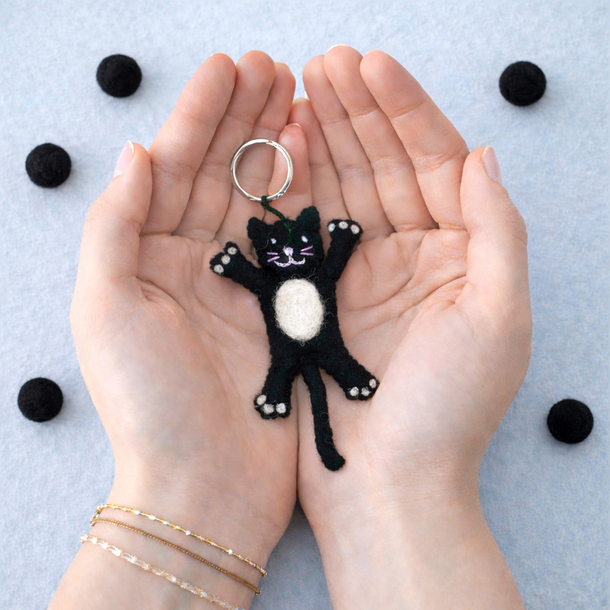 17B-KEYCAT-BL_EXTRA Keyring cat black - Afbeelding 3