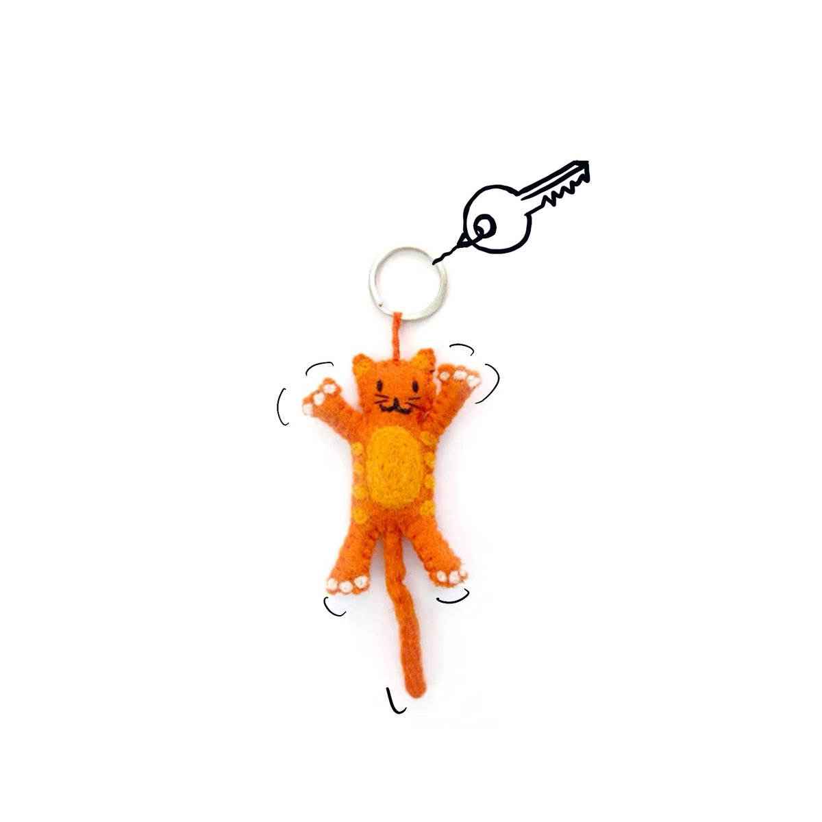 18B-KEYCAT-RED_WIT Keyring cat red