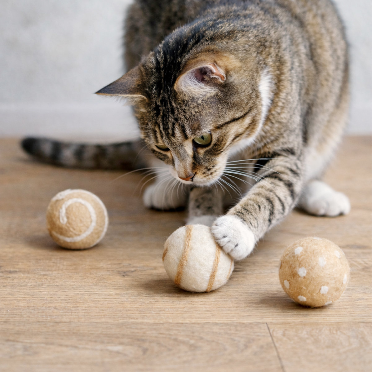 BOV-CAT-BALL-CR_SFEER CatToy balls creme (SET 3) - Afbeelding 2