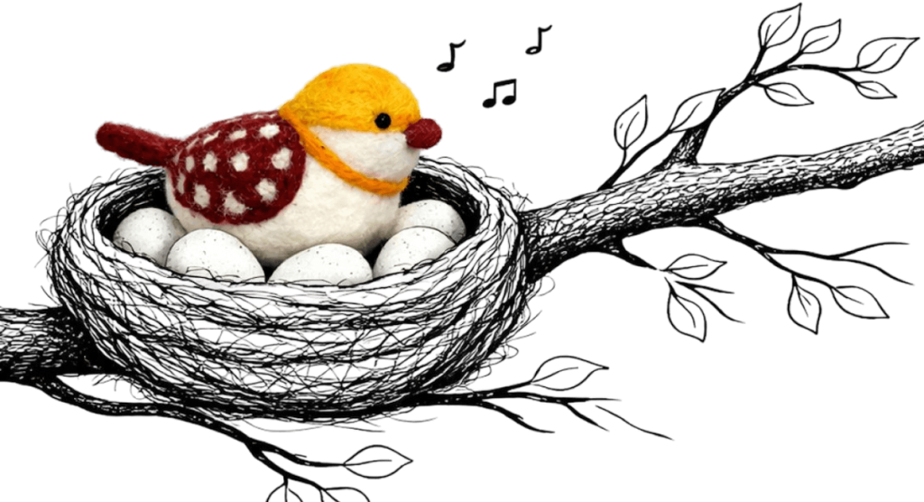 BeYoona Vilt Vogel Met Tekening 1024x556